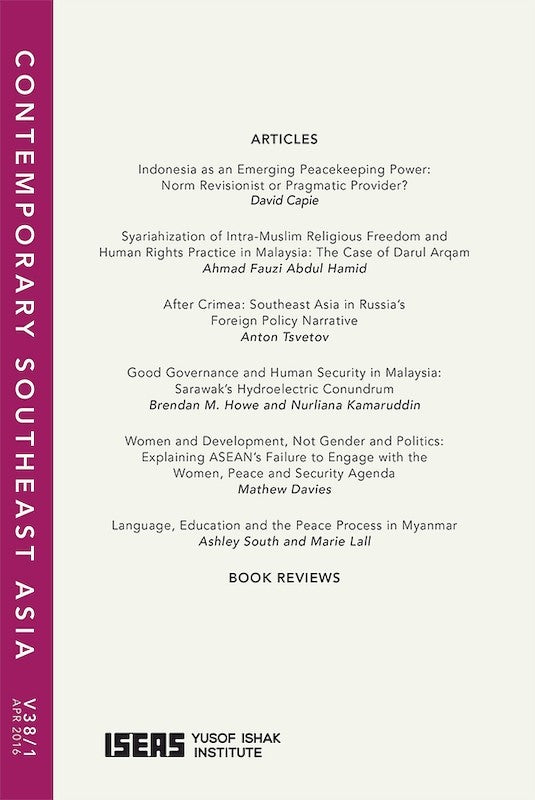 [eJournals]Contemporary Southeast Asia Vol. 38/1 (April 2016) (Language, Education and the Peace Process in Myanmar)