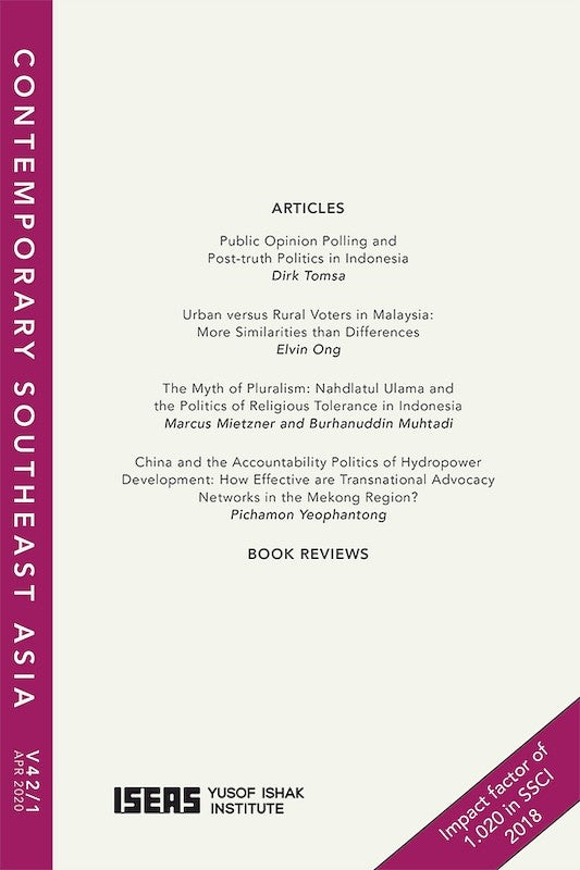 [eJournals]Contemporary Southeast Asia Vol. 42/1 (April 2020) (BOOK REVIEW: <i>Strong Patronage, Weak Parties: The Case for Electoral System Redesign in the Philippine</i>, edited by Paul D. Hutchcroft)