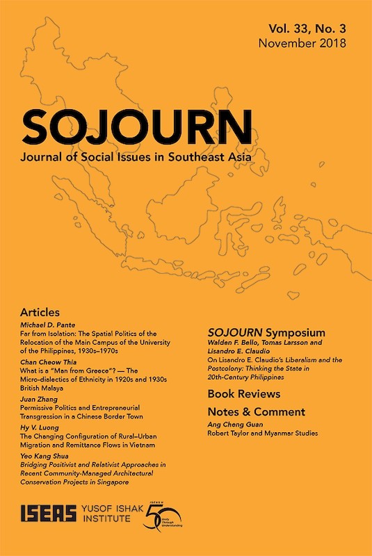 [eJournals]SOJOURN: Journal of Social Issues in Southeast Asia Vol. 33/3 (November 2018)  (Permissive Politics and Entrepreneurial Transgression in a Chinese Border Town)