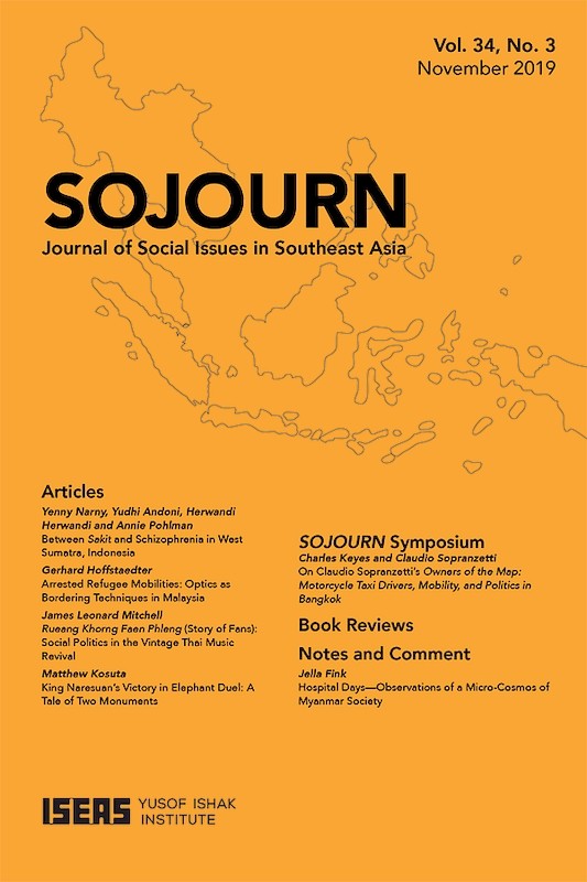 [eJournals]SOJOURN: Journal of Social Issues in Southeast Asia Vol. 34/3 (November 2019)  (On Owners of the Map: Motorcycle Taxi Drivers, Mobility, and Politics in Bangkok by Claudio Sopranzetti)