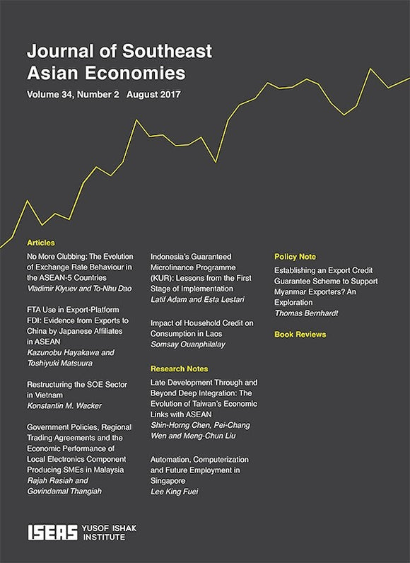 [eJournals]Journal of Southeast Asian Economies Vol. 34/2 (Aug 2017) (Government Policies, Regional Trading Agreements and the Economic Performance of Local Electronics Component Producing SMEs in Malaysia)