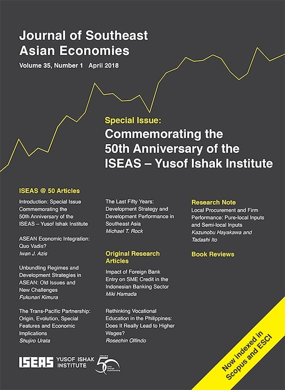 [eJournals]Journal of Southeast Asian Economies Vol. 35/1 (Apr 2018). Special Issue Commemorating the 50th Anniversary of the ISEAS – Yusof Ishak Institute (Preliminary pages)